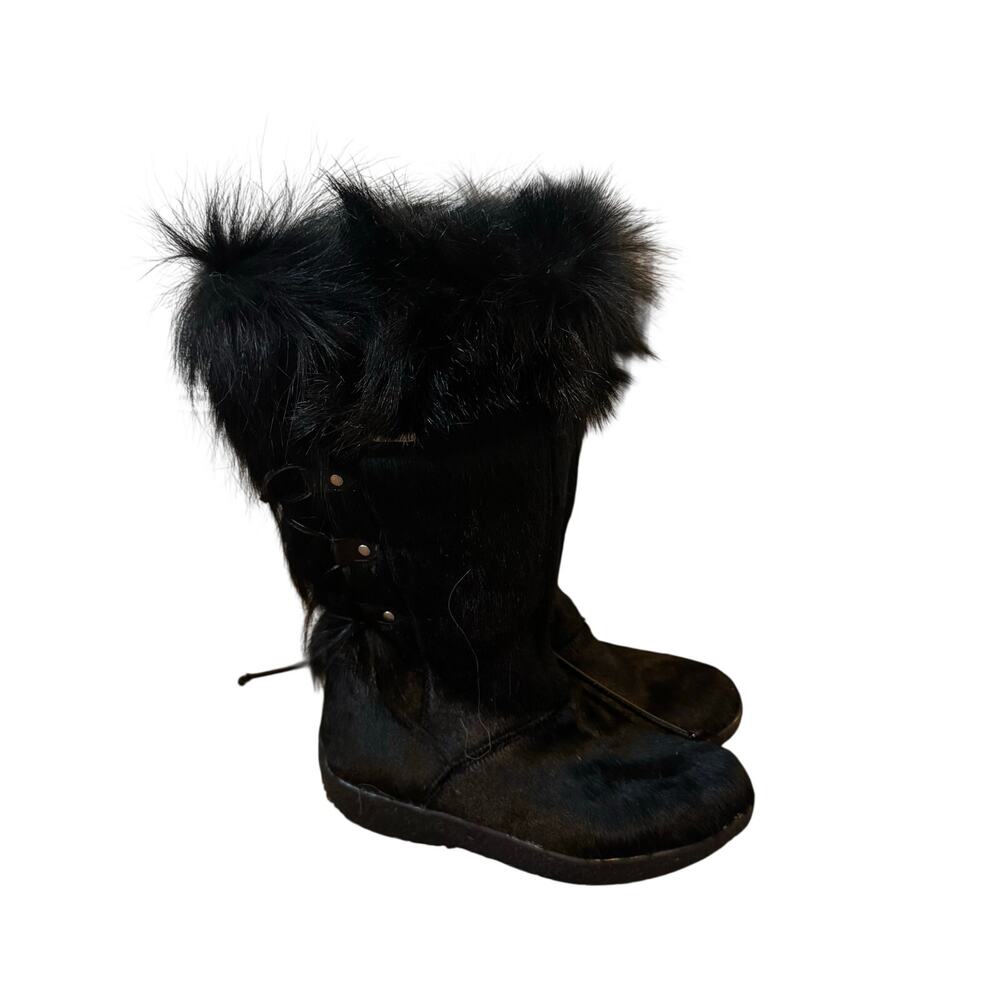 Tecnica black Real fur  Apres ski pull on boots